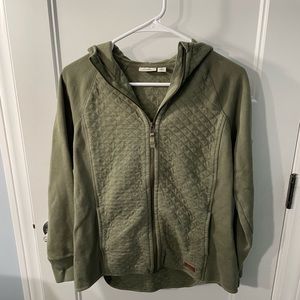 L.L Bean quilted zip up sweater in olive green.